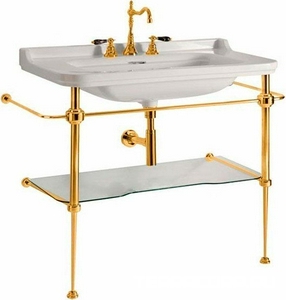 Структура металлическая, для установки под раковину 100см. арт.4142 хх, стекл. полка, крепёж в компл., (цв.золото),  ZZ Kerasan Waldorf 9196K2