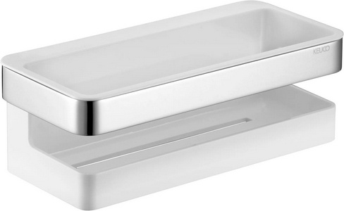 Полочка для душа прямоугольная 240х110мм, (контейнер белый пластик, держатель цв. хром),  ZZ Keuco Moll 12758 010000
