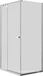 Дверь распаш. с неподв.сегментом,для монтажа с бок.панел, 900(870-895)хh1950мм,вход 555мм,пет/слев, (ст 6мм, проз.High Glass., фурн.хром/полир.алюм)ZZ