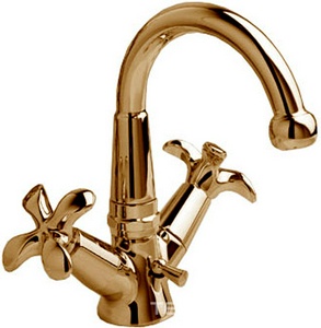 Смеситель для раковины, поворотный излив, с д/к, (цв. бронза)  ZZ 3M Palma 4818 UU