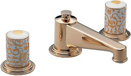 Смеситель для раковины на 3 отв. с дон.клапаном, золото, Froufrou ZZ