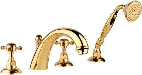 Смеситель для ванны, встраиваемый на 4 отв., (цв.латунь, Rubino Tagliato Cut Rubin) Le Pietre ZZ Nicolazzi Extra Lusso 2104 GB 09