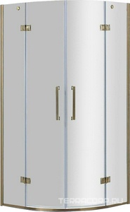 Душ. уголок 1000х1000хh1950мм, 1/4 круга, R550мм, 2 расп.двери, вход 730мм, с 2-мя неподв.сегм., (стекло прозр., 8мм, фурн/золото), Magiс ZZ Cezares Magic MAGIC-R-2-100-C-G