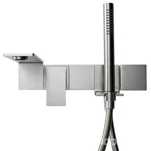 Смеситель для ванны, встраиваемый в стену,  ручк., шланг, лейка в компл., (цв. тертая сталь),  ZZ 3M 5mm RWIT 2805 IS 12