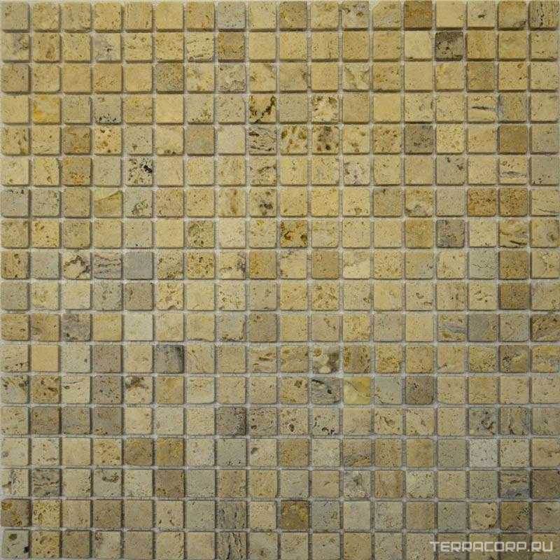Мозаика Мастера Керамики Stone Мозаика 2038 моно травертин мат (чип 15х15) XX30x30 Бежевый, фото 3