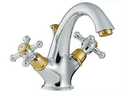 Смеситель для раковины, с д/к, (цв. хром/золото),  ZZ 3M Old italy 4414 CD