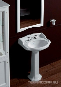 Раковина 585х460мм, 1 отв. д/смес., с бортиком, установка на пьед. AR 815, (цв. белый)  Simas Arcade AR 814