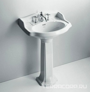 Раковина 585х460мм, 1 отв. д/смес., с бортиком, установка на пьед. AR 815, (цв. белый)  Simas Arcade AR 814