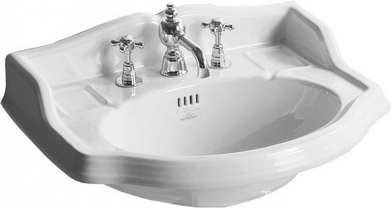 Раковина 585х460мм, 1 отв. д/смес., с бортиком, установка на пьед. AR 815, (цв. белый)  Simas Arcade AR 814