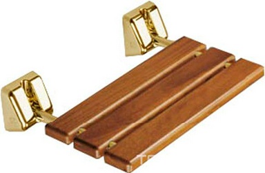 Сиденье для душа, настенное, складное 489х330мм, max 120кг., крепл. в компл., (дерево/золото) Promed, ZZ