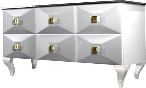 Тумба напольная 135х53хh83см (под раков./столеш.)(цв. Bianco Laccato brillante,фурнит.цв.золото)  ZZ Il Tempo Del Mobili MO 2655 BL BI /ORO