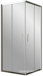 Душевое ограждение ZA 80x80x190 см, двери раздвижные, БЕЗ поддона, профиль матовый хром, стекло сатин ZZ