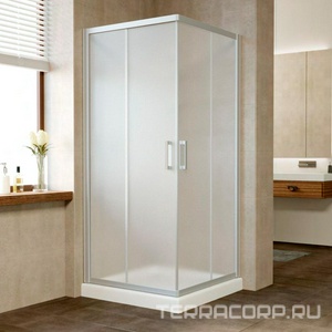 Душевое ограждение  80x80x190 см, двери раздвижные, БЕЗ поддона, профиль матовый хром, стекло сатин ZZ Vegas Glass ZA ZA 0080 07 10