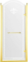 Дверь в нишу 900хh2166мм, "Правая" петли справа, (стекло прозрачное с матовым узором, 8мм, фурнит. цв.золото), Retro XX