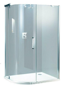 Дверь распашная с неподв.сегм. (стекло матовое Sand Plus 6мм, 1000х1000хh1889мм, R 500, петли слева, профиль цв.мат.сереб)  1/4 круга ZZ Huppe Huppe Refresh 9P1102 087 315