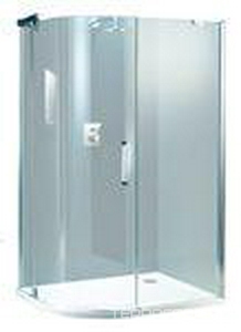 Дверь распашная с неподв.сегм. (стекло матовое Sand Plus 6мм, 1000х1000хh1889мм, R 500, петли слева, профиль цв.мат.сереб)  1/4 круга ZZ Huppe Huppe Refresh 9P1102 087 315