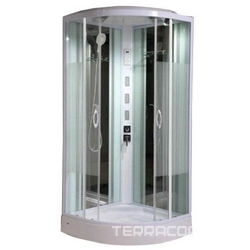 Душевая кабина с гидромассажем F 82-4 white 1000*1000*2150, профиль белый, передняя стенка - экранированное стекло,задняя - зеркальное,низкий поддонZZ