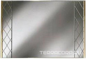 Зеркало 125хh85см, горизонтальное, "Декоративное с гравировкой (ромб)", метал.вставки цв. золото, Lutetia ZZ