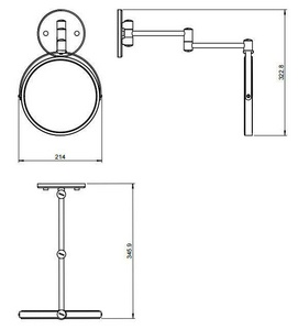 Зеркало косметическое, настенное, выдвижное 8-35хd23см, 3-х кратное увеличение, (цв.хром),  ZZ Pomd'or Windsor 90.81.41.002