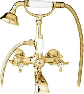 Смеситель для ванны, лейка, шланг в компл., (цв. золото),  ZZ Cezares Golf GOLF-VD-03
