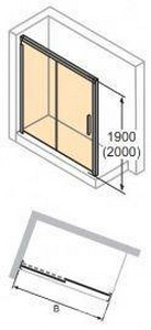 Односекц. раздвиж. дверь с неп/сигмен. лев, 1500xh1900мм, (проф. цв.глянц. хром, креп/лева, шир/вход 630-670мм, стек 6мм проз. Anti-Plague), 4уг ZZ Huppe Huppe Aura elegance 401407 092 322