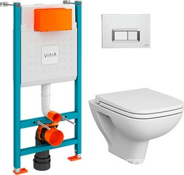 Сет S20: монтажная рама, кнопка смыва (цвет хром), унитаз подвесной, крышка с микролифтом ZZ