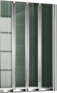 Штора на ванну, 4-х секционная, складная, 1000хh1400мм, "Правая", (стекло текстур. Punto 5мм, фурнит. цв.хром),  ZZ Cezares Pratico PRATICO-V-4-100/140-P-Cr-R