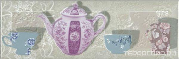 Керамическая плитка Absolut Keramika Monocolor 10x30 Decor Floral Tea 01 10x30 Комбинированный, фото 3