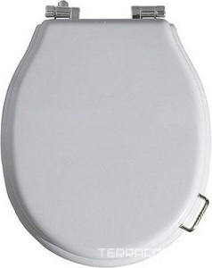 Сиденье для унитаза, с микролифтом, (полиэстер цв. белый, петли цв. хром),  Simas Lante LA006 cromo