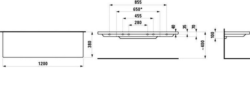 Керамическая полка 1200х380мм,  ZZ Laufen Palace 8.7043.4.000.000.1