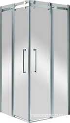 Душевой уголок 900х900хh1950мм, квадратный, 2 сдвижные дверцы с 2-мя неподв. сегм., вход 480мм, (стекло прозр. 8мм, фурнит. цв.хром), Stylus ZZ