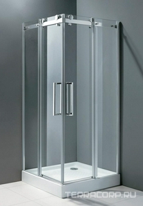 Душевой уголок 900х900хh1950мм, квадратный, 2 сдвижные дверцы с 2-мя неподв. сегм., вход 480мм, (стекло прозр. 8мм, фурнит. цв.хром),  ZZ Cezares Stylus STYLUS-A-2-90-C-Cr