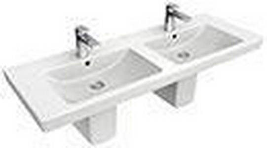 Раковина двойная1300х470мм, с 2 отв.д/смесителя, для установки с мебелью и п/пьедесталом, (цв. R2 Star white ceramicplus),  ZZ Villeroy & Boch Subway 2.0 7175D0R2