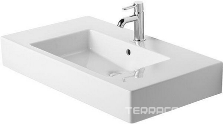 Раковина 850x490мм, с 1 отв. д/смес., с переливом, установка c тумбой, Vero ZZ
