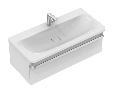 Тумба 100хh35х44cм, д/раков.100cм,(1 выдв.отдел.,разд-ль-2 шт.,праст.кронтейнеры 4 шт.,сифон,крепл.),БЕЗ РУЧКИ арт.R4360AA,(цв.бел.глянц.), ZZ Ideal Standard Tonic II R4304WG