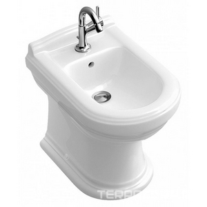 Биде напольное 370х575мм, 1 отв. д/смес., крепл. к полу в компл., (R2 Star white ceramicplus),  KL Villeroy & Boch Hommage 744200R2