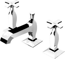 Смеситель для раковины на 3 отв., ручки "Крест", "Низкий" излив, с д/к, (цв.хром), Bellagio ZZ