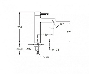 Смеситель CUFF для раковины высокий, без донного клапана, хром Jacob Delafon Cuff E98299-CP