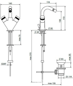 Смеситель для биде, с д/к, (цв. хром) X-Changle xr ZZ 3M X-Changle XR 7224XR CC