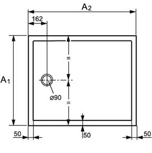 Поддон д/душа 1200х900хh40мм, полимерный, усиленный, белый, установка на уровне пола, (без ножек и сифона),  ZZ Huppe Huppe Purano 202158 055