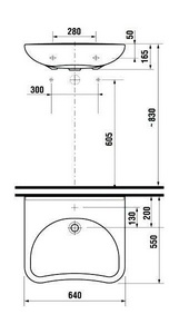 Умывальник 650*550 мм MIO, для инвалидов, c отверстием для смесителя, белый ZZ Jika Mio 137140001049/137140001041