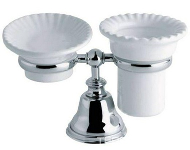 Мыльница и стакан настольные (цв.хром/керамика)  ZZ TW Collection Harmony TWHA141cr