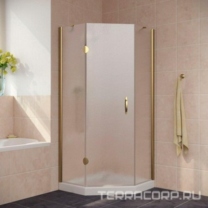 Душевое ограждение пятиугольное , 90*90*1900, левое, профиль бронза, стекло "шиншилла", БЕЗ поддона ZZ Vegas Glass AFA-Pen AFA-Pen900502/левый