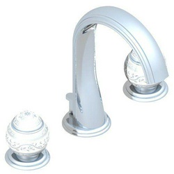 Смеситель для раковины на 3 отв. с д/к (цв. хром), ручки (цв. белый / платина), Marquise blanc decor platine ZZ