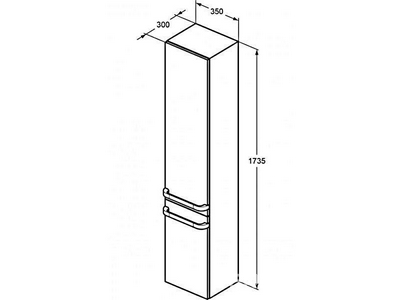 Пенал 350х300х1735cм, петли слева, 2-ве дверцы, 3+1 стеклянные полки, крепёж в комп., БЕЗ РУЧКЕК арт.R4355хх, (цв.бел.глянц.),  ZZ Ideal Standard Tonic II R4319WG
