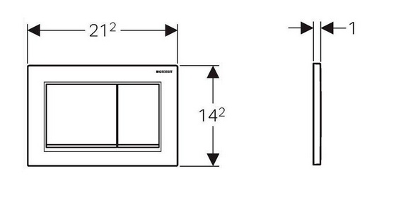 Клавиша двойного смыва, (пластик, цв. рамка - белая, декоративная планка - хром глянцевый, кнопки - белый), 30 ZZ Geberit Omega 115.080.KJ.1