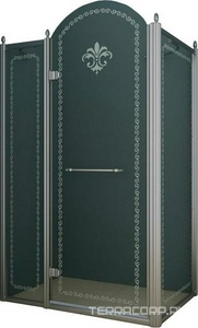 Душевой уголок 1000х1000хh2118мм, квадрат, "Левый" распаш. дверь слева, с неподв.стенкой (стекло прозрачное с мат/узором, 8мм, фурн/.хром),  ZZ Cezares Retro RETRO-A-11-100-CP-Cr-L