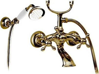 Смеситель для ванны, лейка, шланг, кронштейн в компл., (цв. бронза),  ZZ Gaia Chopin RN 602 BR