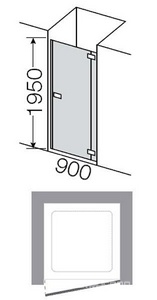 Дверь распашная для ниши, DX петли справа (86,5/90,5хh195см, стекло 6мм, GL прозр., фурн. 05 полир.алюмин) E-LITE ZZ Provex E-Lite 0004EN-R-05GL