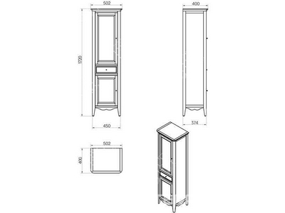 Пенал нап. 50,2х40хh172см, 2 расп.двери, петли Blum, (петли слева), выдв.ящик, 3 ст.полки, (дерево бук, цв.noce, ручки Riflesso цв.бронза в компл.), V TW Collection Veronica VER3050 SX N